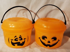 Vintage 1991 McDonald's Halloween Pumpkin Trick or Treat Pail Buckets Set of 2 picture