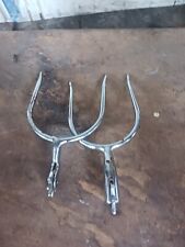 **AWESOME VINTAGE COWBOY COWGIRL  CHROME STEEL SLIP ON SPURS  USA** picture