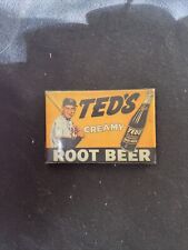Ted Williams Ted's Creamy Root Beer Vintage Metal Pocket Mirror 3”x2” RARE picture