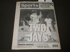 1993 OCTOBER 24 NEW YORK DAILY NEWS - TWO JAYS - TORONTO REPEATS - NP 2613 picture