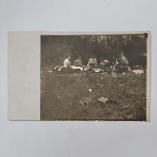 Antique RPPC Family Gathering Postcard Real Photograph Picnic 8 People picture