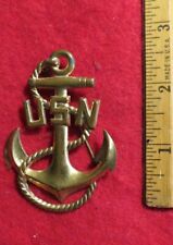 Pre WW2 1930s  Large USN Hat  Device  Pin Back with 