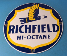 Vintage Richfield Gasoline Sign - Gas Motor Oil Pump Plate Porcelain Sign picture