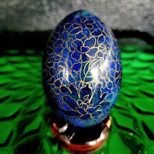 Vintage Chinese Cobalt Blue Floral Easter Flower Cloisonne Enamel Egg 3