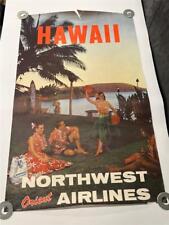Vintage 1950's Northwest Orient Airlines Hawaii Advertising Travel Poster 25x40 picture