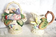 Fitz And Floyd Classics Floral Sugar Bowl W/Spoon & Creamer - Retired  picture