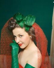 Laraine Day Breathtaking Vivid Color Glamour Pose Green Gloves Feathers Photo picture