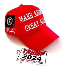 Donald Trump 45-47 Hat...Make America Great Again..MAGA..Red + 2 - 2024 Stickers picture
