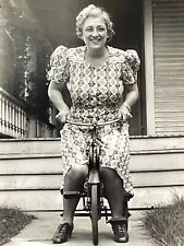 W3 Photograph Funny Old Lady Rides Riding Tricycle 1942 Silly Woman picture