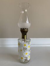 Vintage LampLight Farms Daisy Painted Glass Small Oil Lamp 10” picture