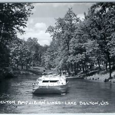 c1950s Lake Delton, WI RPPC Amphibian Lines Duck Peggy Sharp Real Photo PC A197 picture