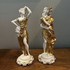 Pair Of Italian 12” Capodimonte Roman Female Figurines picture