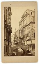 CIRCA 1870'S Rare CDV Featuring Canal & Bridge In Venice Italy by Carlo Ponti picture