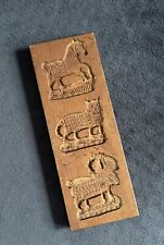 Antique Dutch Folk Art Carved Animals Primitive Wooden Cookie Butter Mold picture