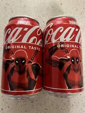 Two Marvel Coca Cola Deadpool Cans UNOPENED picture