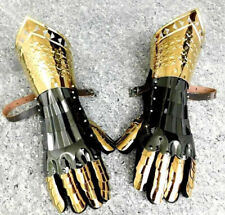 Medieval Gloves Antique Knight Armor Steel Gothic Gauntlet Gold Gloves Gift picture