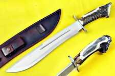 Knivesjunction Custom-handmade 5160 Spring Steel Stag Horn Bowie 21-inch Knife picture