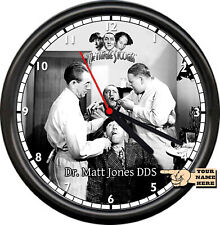 Personalized  Name 3 Stooges Dental Office Dentist Pulling Teeth Sign Wall Clock picture