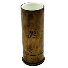 Brass Big Shot Shot Glass Shotgun Shell Italy Mid Century 2 Ounce Distressed picture