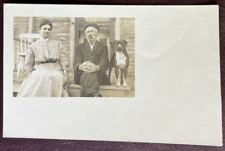Pit Bull Mix RPPC w/ Owners Front Porch OOAK 