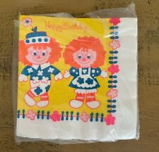 Vintage Raggedy Ann And Andy 11 Napkins Happy Birthday Open Package picture