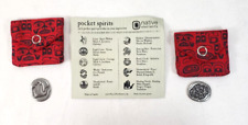 2 Native American Pewter Pocket Spirits & Pouches Healing Dedication Made Canada picture