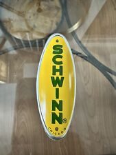 NOS SCHWINN STINGRAY bicycle Head Badge emblem Schwinn Approved YELLOW & GREEN picture