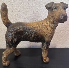 Antique Cast Iron Hubley Airedale Terrier Fox Hunting Dog Door Stop picture