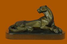Art Deco Wildlife by Henry Moore Mountain Wild Sitting Lion Bronze Figurine Sale picture