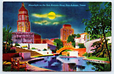 Postcard San Antonio Texas Moonlight on the San Antonio River Serene Scene A17 picture