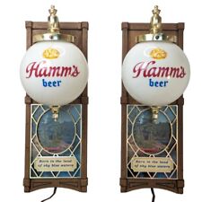 Hamm's Beer Globe Light Wall Sconce Pair Sign Vintage Bar Lamp Tested Working picture
