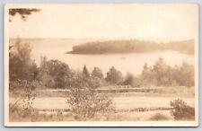 1934 Boothbay Harbor Maine Pathway & Island Antique RPPC Photo Posted Postcard picture