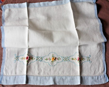 2  Vintage 1930s/40s Cottage Shabby Chic Embroidered Linen Guest/Tea Towels picture
