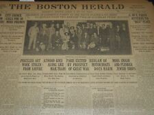 1911 AUGUST 23 THE BOSTON HERALD - MONA LISA STOLEN - CY YOUNG DEBUT - BH 310 picture