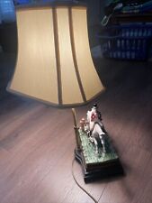 RARE Vintage English Fox Huntmaster On Horseback Sculpted Lamp With Shade picture