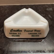 Vintage Cauthen Funeral Home Milk Glass Ashtray Kershaw And Lancaster SC picture