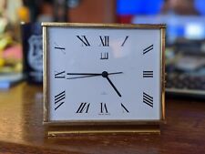 Alfred E. Dunhill Desk Clock Heavy Brass Swiss Made HF Quartz works perfect 70's picture