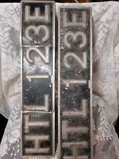 Vintage License Plate (2) HTL 123 Alloy with Raised Letters, English or European picture