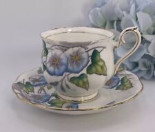 Royal Albert Bone China Morning Glory Teacup & Saucer, Blue Hand Painted Flowers picture