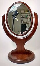 Vintage Solid Wood Shaving Vanity/Tabletop Tilting Oval Mirror 16