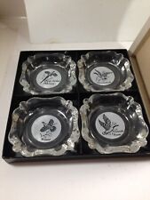 Set of 4 Vintage Federal Glass Game Bird Ashtrays Sportsman with Box picture