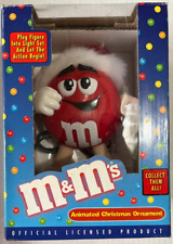 Vintage M&M’s Red Animated Christmas Ornament Christmas Hat NOS CIB NIB picture