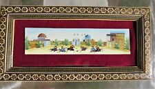 Fine Persian Antique Painting On Bone Polo Game Islamic Middle Eastern Framed picture
