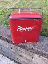 Vintage 1950s Original PLEASURE CHEST Cooler Buddy Coke Red Ice Chest Tested picture