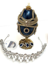 Imperial Faberge Egg style Antique Fabergé egg Sapphire Anniversary SET picture