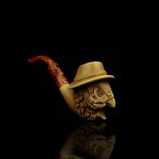 Wise Owl Pipe By Ali New Handmade Block Meerschaum Custom Fitted Case#1540 picture