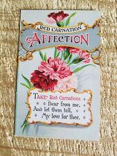RED CARNATION AFFECTION.VTG EARLY 1900'S POSTCARD*P39 picture