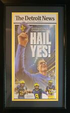 Michigan Wolverines 2024 National Champions HAIL YES Detroit Framed Newspaper picture