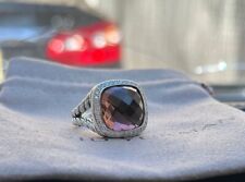 David Yurman Sterling Silver Albion 14mm Morganite & Diamond Ring Size 8 picture