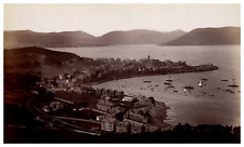 Scotland, Greenock, Gourock Harbour viewed from Lyle Hill vintage albumen print picture